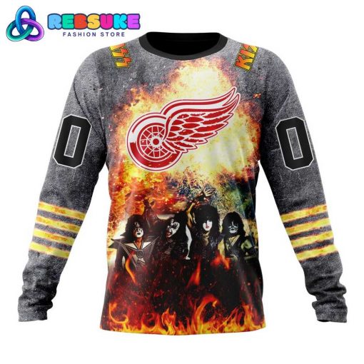 NHL Detroit Red Wings Special Mix KISS Band Design Hoodie