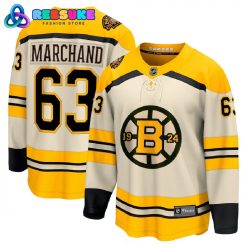 Boston Bruins Brad Marchand Fanatics Branded Cream 100th Anniversary Hockey Jersey