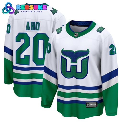 Carolina Hurricanes Sebastian Aho Fanatics Branded White Whalers Hockey Jersey