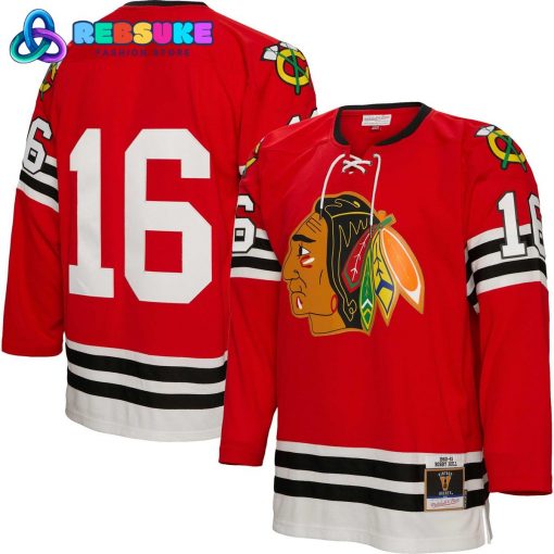 Chicago Blackhawks Bobby Hull Mitchell & Ness Red 1960/61 Blue Line Hockey Jersey