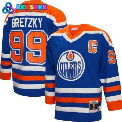 Edmonton Oilers Wayne Gretzky Mitchell 1986 Captain Patch Blue Line Hockey Jersey