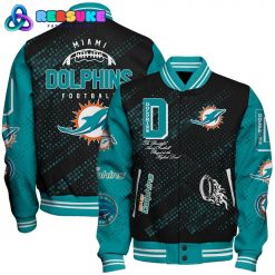 Miami Dolphins 2024 NFL Pattern Baseball Jacket