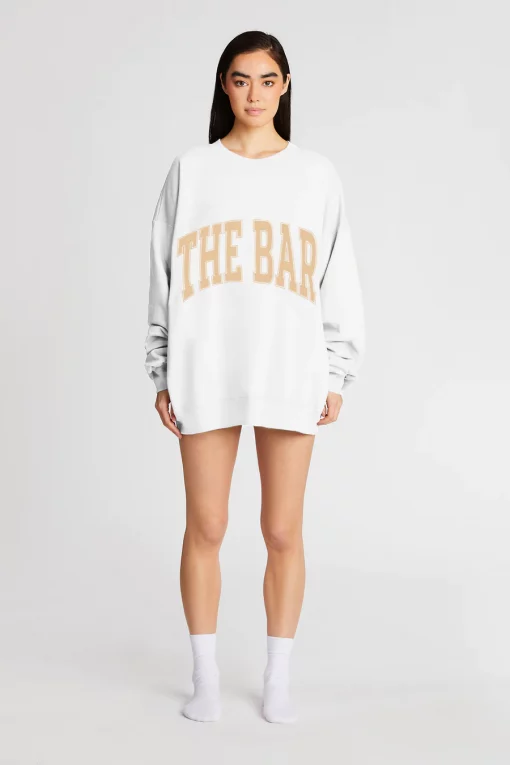 The Bar Varsity Sweatshirt White Tan