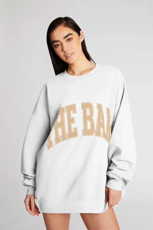 The Bar Varsity Sweatshirt White Tan