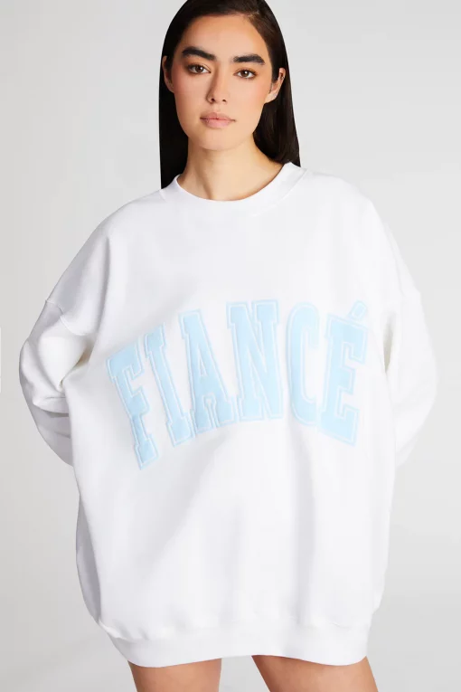 The Bar Fiance Sweatshirt White Baby Blue