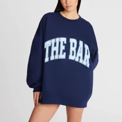 The Bar Varsity Sweatshirt Navy Baby Blue