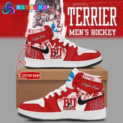 Boston University Hockey Custom Name Red Air Jordan 1