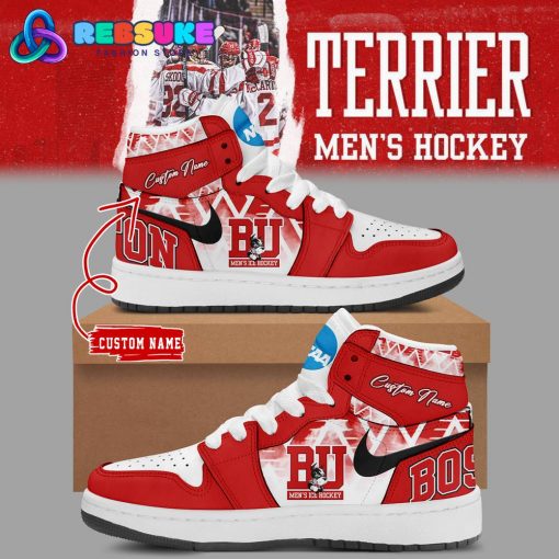 Boston University Hockey Custom Name Red Air Jordan 1
