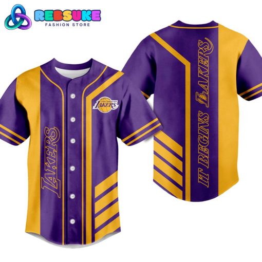 Los Angeles Lakers It Begins Baseball Jersey