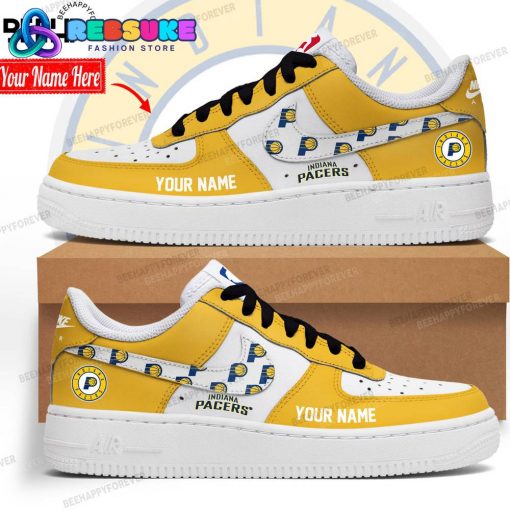 NBA Indiana Pacers Custom Name Yellow Air Force 1 Sneakers
