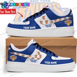NBA New York Knicks Custom Name Blue Air Force 1 Sneakers
