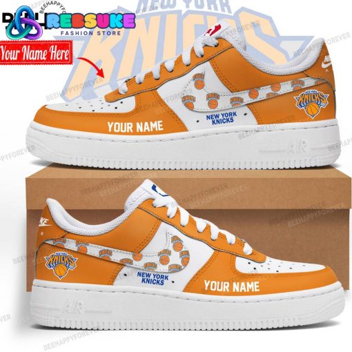NBA New York Knicks Custom Name Orange Air Force 1 Sneakers