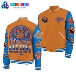 New York Knicks NBA Orange Blue Baseball Jacket
