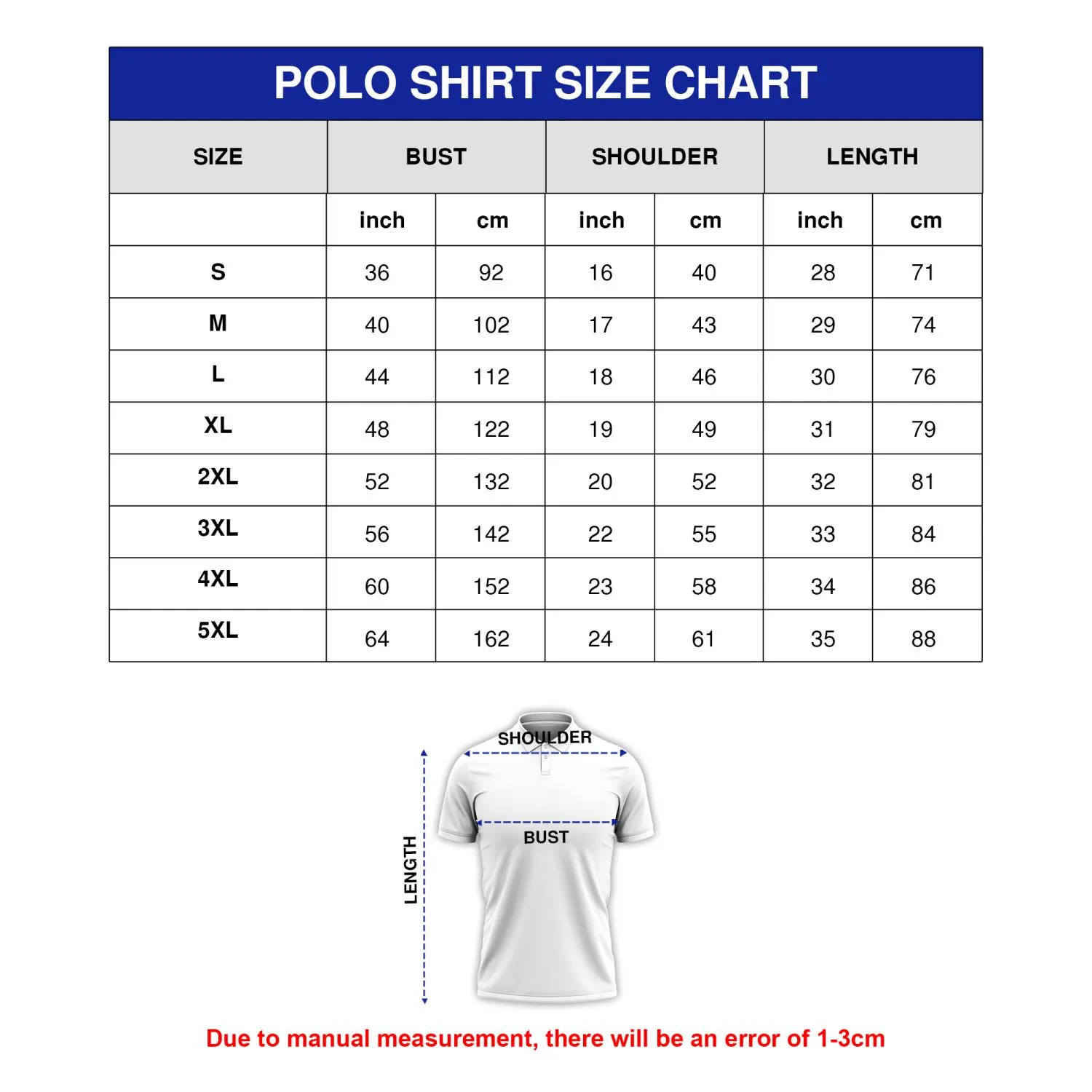 Polo Shirt Size