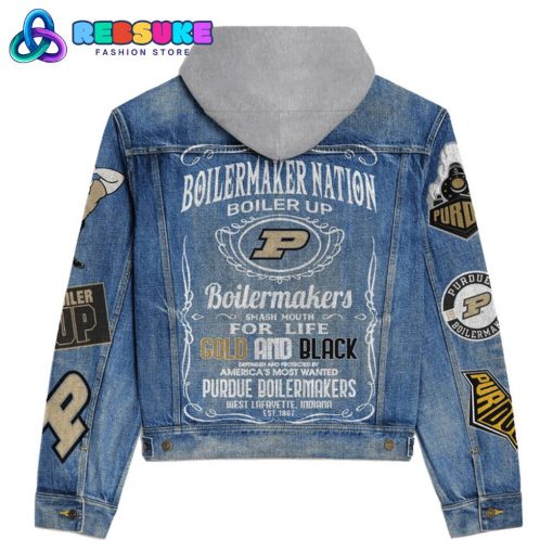 Purdue Boilermakers NCAA Boiler Up For Life Hoodie Denim Jacket