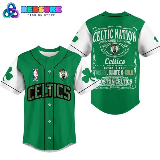 Boston Celtics Nation NBA Green Baseball Jersey