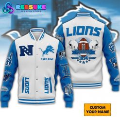 Detroit Lions Football Custom Name Baseball Jacket