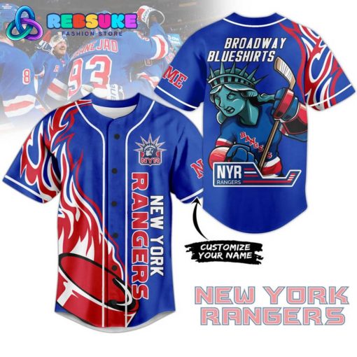 New York Rangers Broadway Blueshirts Customized Baseball Jersey