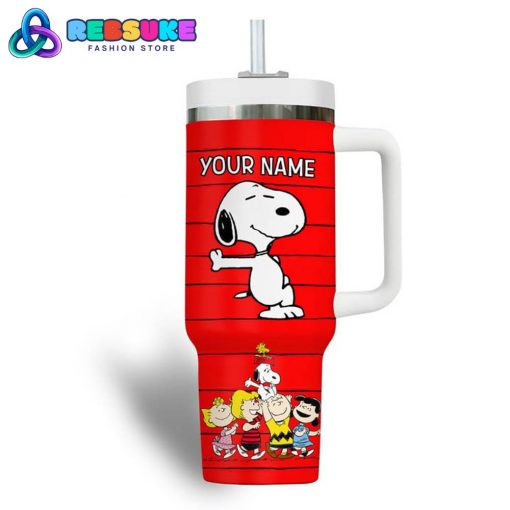 Snoopy Cartoon Custom Name Red Stanley Tumbler