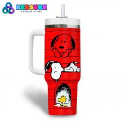 Snoopy Cartoon Custom Name Red Stanley Tumbler