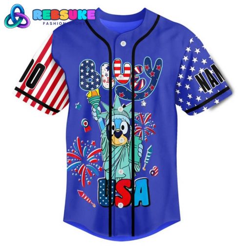 Bluey Happy Independence Day Customized Baseball Jersey
