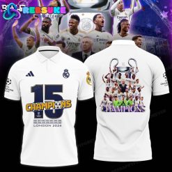 Real Madrid 15 Time Champions UCL White Polo Shirts