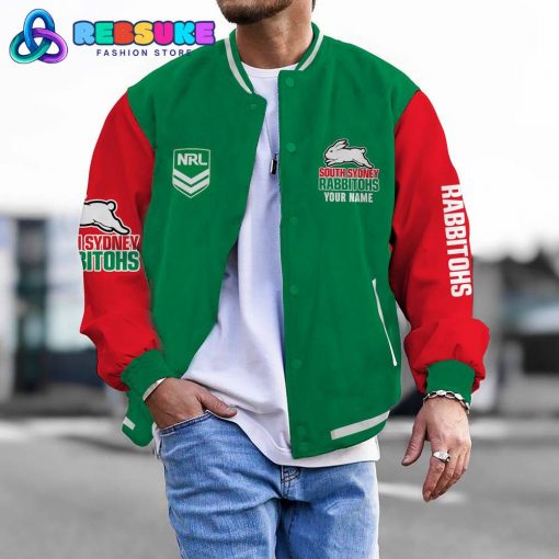 South Sydney Rabbitohs NRL Custom Name Baseball Jacket