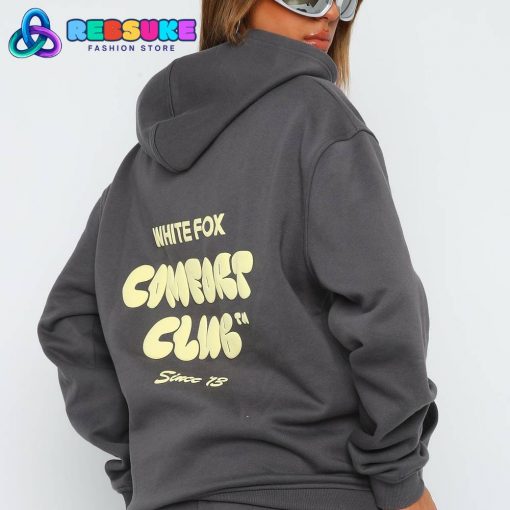 White Fox Comfort Club Oversized Black Hoodie