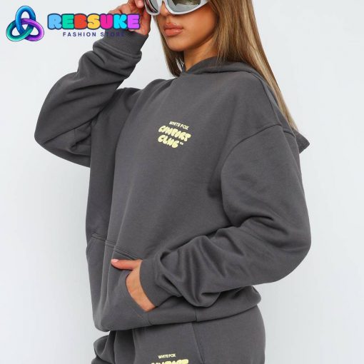 White Fox Comfort Club Oversized Black Hoodie