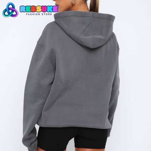 White Fox Give It Away Oversized Charcoal Hoodie