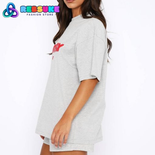 White Fox Offstage Oversized Tee Alloy Grey