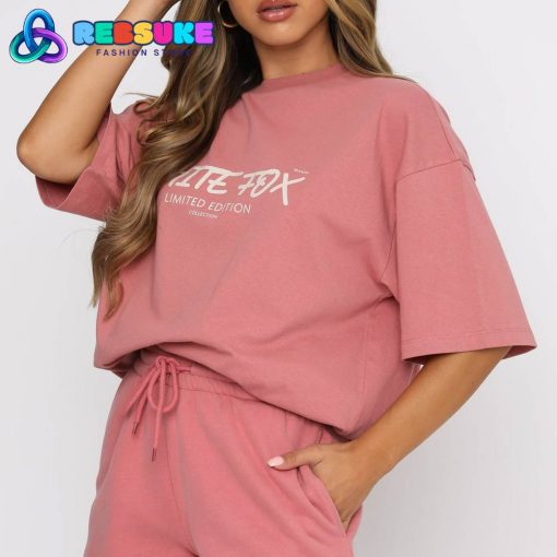 White Fox Step Back Oversized Tee Berry