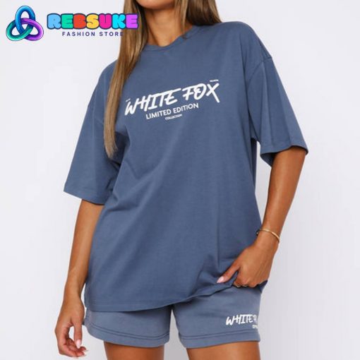 White Fox Step Back Oversized Tee Ocean