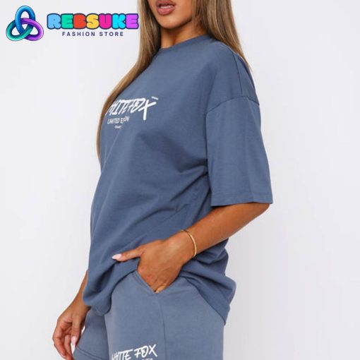 White Fox Step Back Oversized Tee Ocean