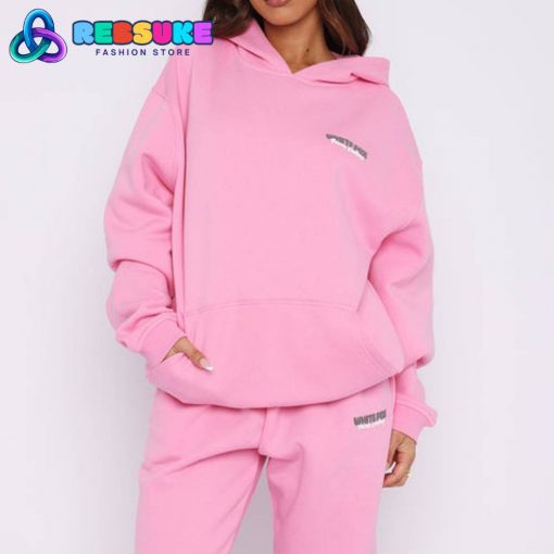 White Fox Vacay Calling Oversized Hoodie Pink