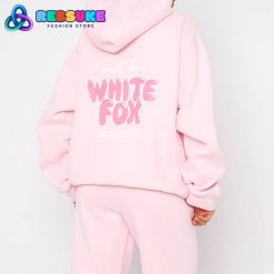 White Fox With Love Always Oversized Hoodie Baby Pink