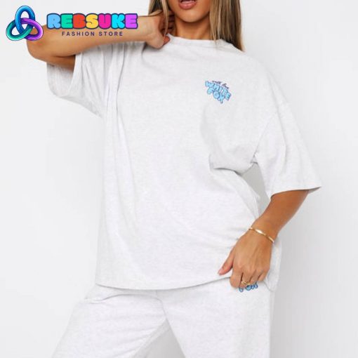 White Fox With Love Always Oversized Tee Grey Marle