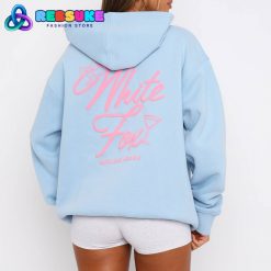 White Fox With Love And Kisses Oversized Hoodie Baby Blue