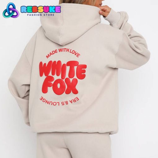 White Fox With Love For You Oversized Hoodie Moon