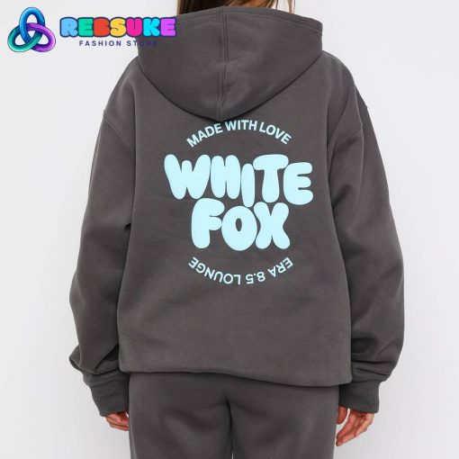 White Fox With Love For You Oversized Hoodie Volcanic