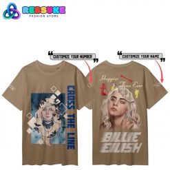 Billie Eilish Cross The Line Custom Name Brown Shirt