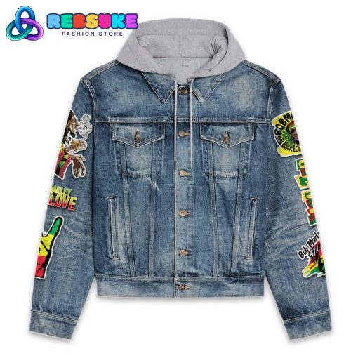 Bob Marley One Love Get Up Stand Up Hoodie Denim Jacket