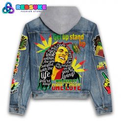 Bob Marley One Love Get Up Stand Up Hoodie Denim Jacket