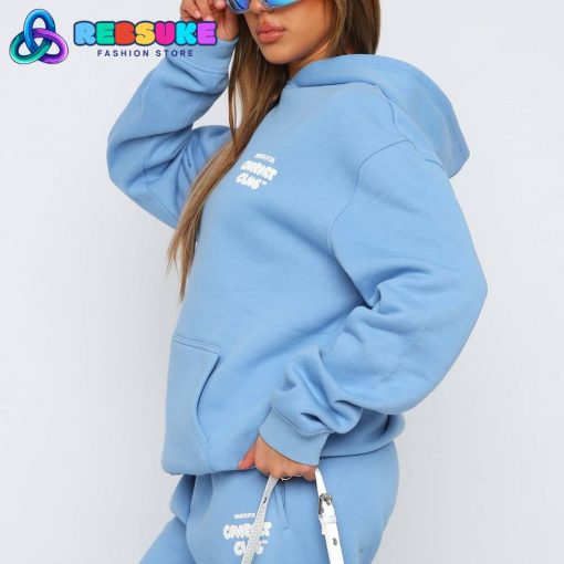 Comfort Club Oversized Hoodie Blissful Blue White Fox