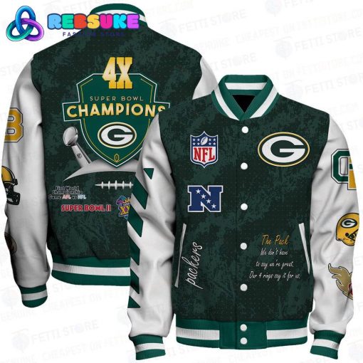 Green Bay Packers 4X Super Bowl Champions Baseball Jacket