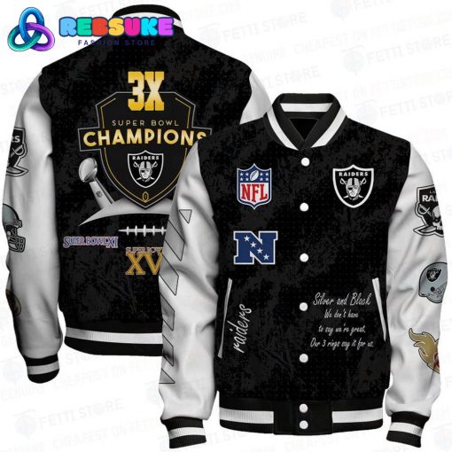 Las Vegas Raiders 3X Super Bowl Champions Baseball Jacket