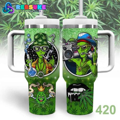 Marijuana Smoking Alien 420 Stanley Tumbler