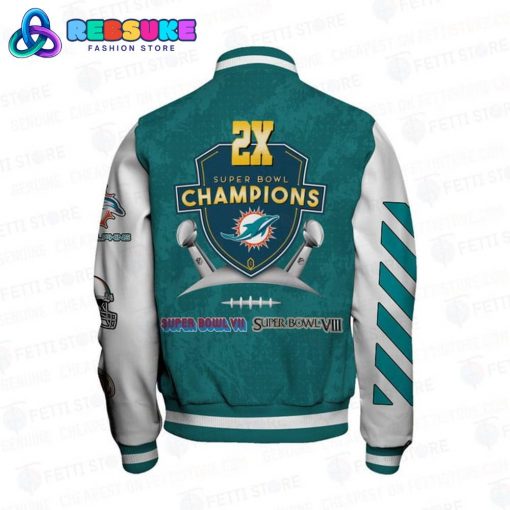 Miami Dolphins 2X Super Bowl Champions Baseball Jacket