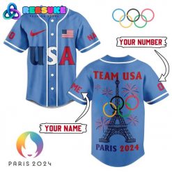 Team USA Olympic Paris Blue Customized Nike Baseball Jersey