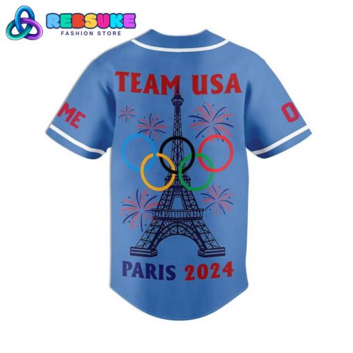 Team USA Olympic Paris Blue Customized Nike Baseball Jersey